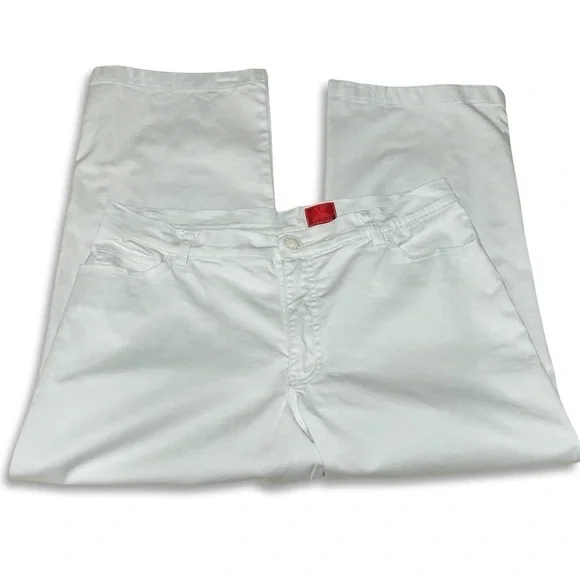 V Cristina Cropped Wide Leg Pants Womens 12 White Boho Capri Cut Out Twill - Picture 7 of 11